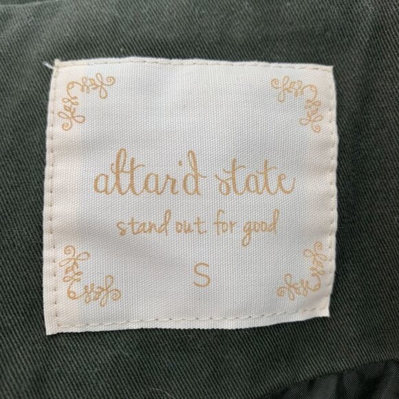 Altar'd State Green Cargo Jacket, full zip, mock neck, sinch waist w/tie & snaps - Picture 13 of 14